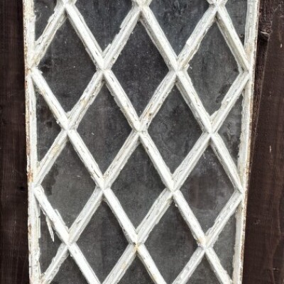 Set Of 4 Tall Diamond Pane Cast Iron Lattice Work Cottage Windows