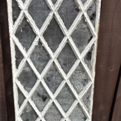 Set Of 4 Tall Diamond Pane Cast Iron Lattice Work Cottage Windows
