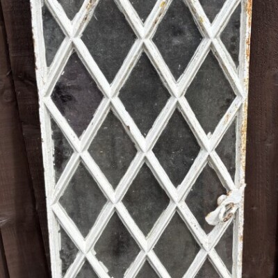 Set Of 4 Tall Diamond Pane Cast Iron Lattice Work Cottage Windows