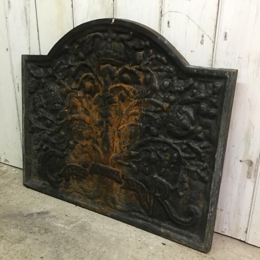 Reclaimed 19th Century Cast Iron Fireback V&V Reclamation
