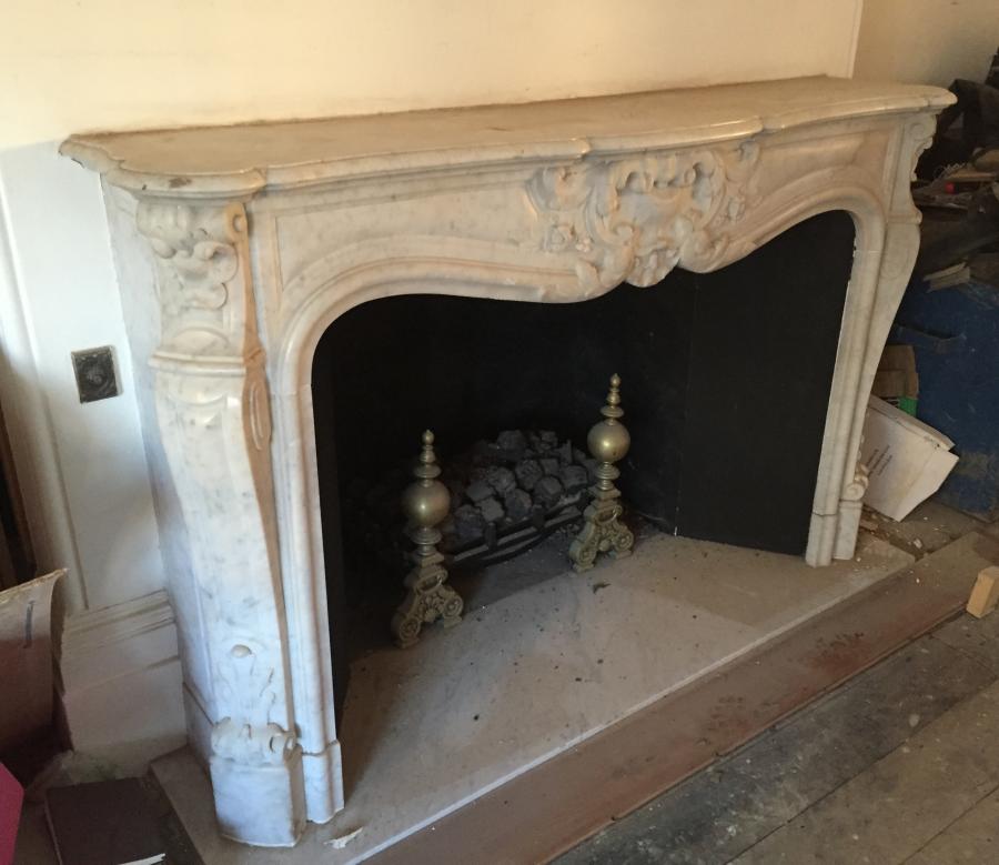 For Original Antique 19th Century Carrara Marble Fire
