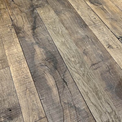 Antique reclaimed French oak loft floorboards - brushed