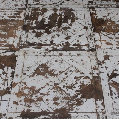 Oak Panel Flooring With Distressed Paint Finish POA