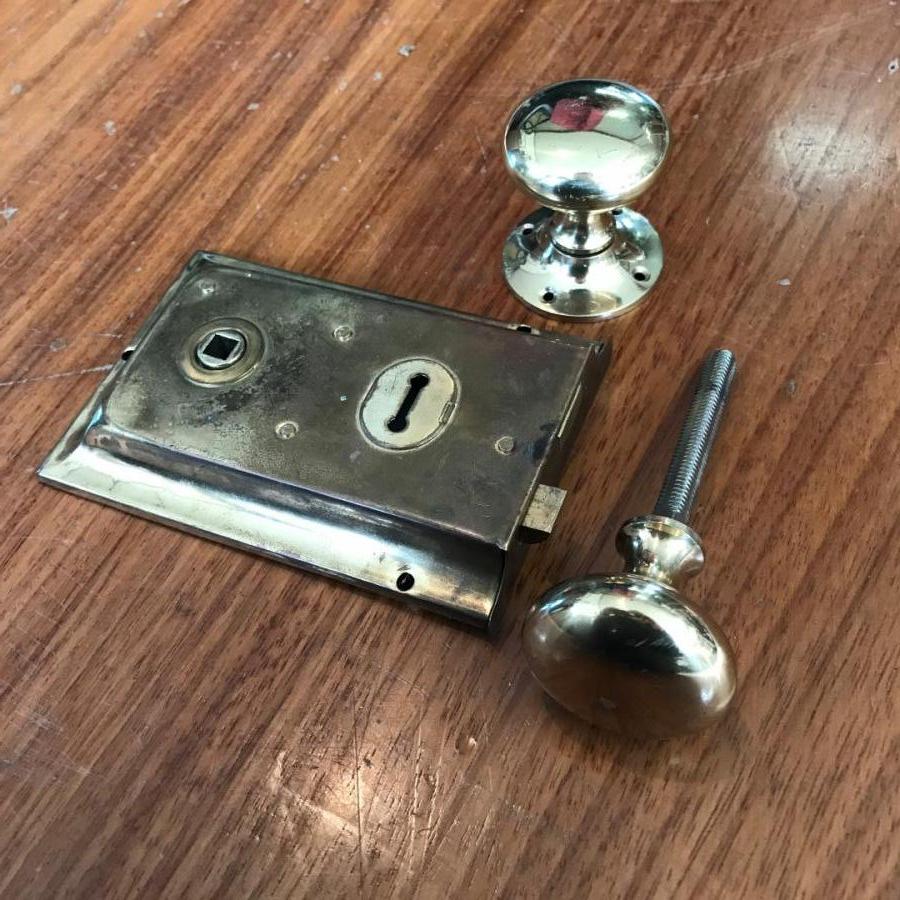 Reclaimed Brass Door Latch with Knobs