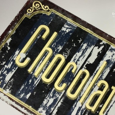 French Chocolate Advertising Glass Sign