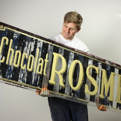 French Chocolate Advertising Glass Sign