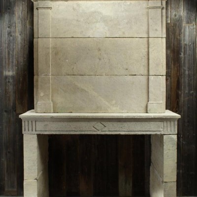 Imposing Antique Stone Trumeau Fireplace