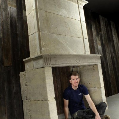 Imposing Antique Stone Trumeau Fireplace