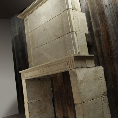 Imposing Antique Stone Trumeau Fireplace