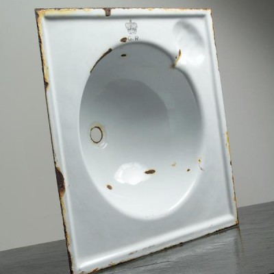 Salvaged Enamel Steel Train Sink Bowls