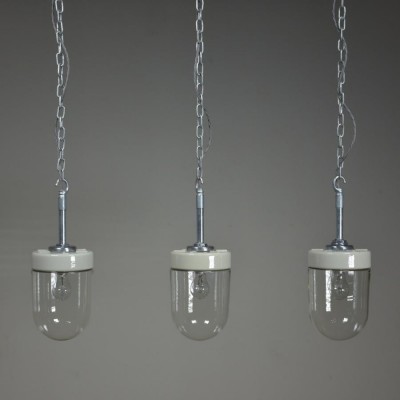 vintage Ceramic & Glass domed pendant lights