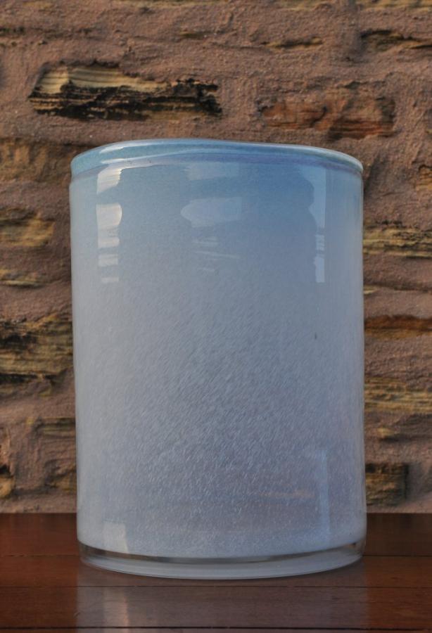 large blue glass cylinder vase vessel